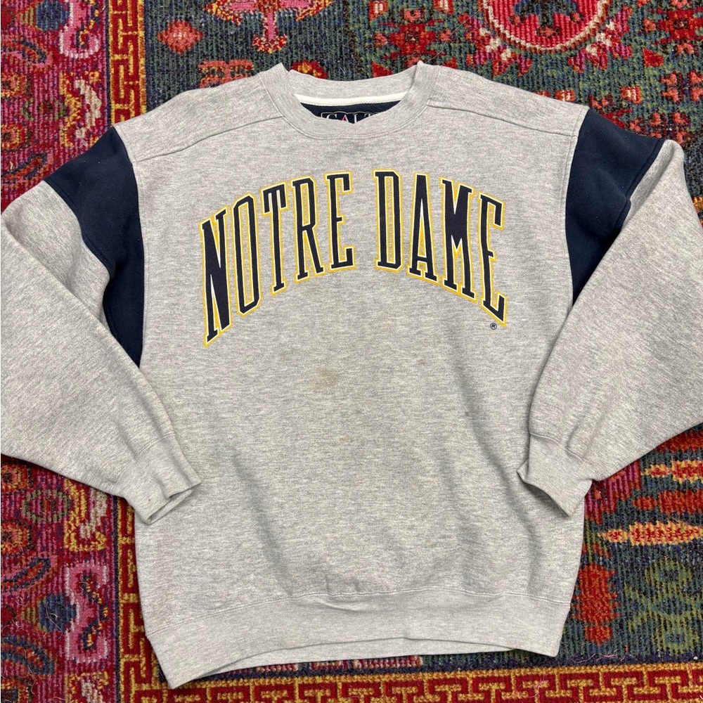 🔥 Vintage 90’s Medium Notre Dame Crewneck Sweatshirt Galt Sand Tag Navy Gray 🔥